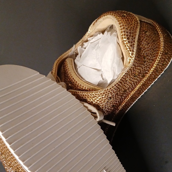 Gold Sequin Women's Sneakers - Picture 2 of 3